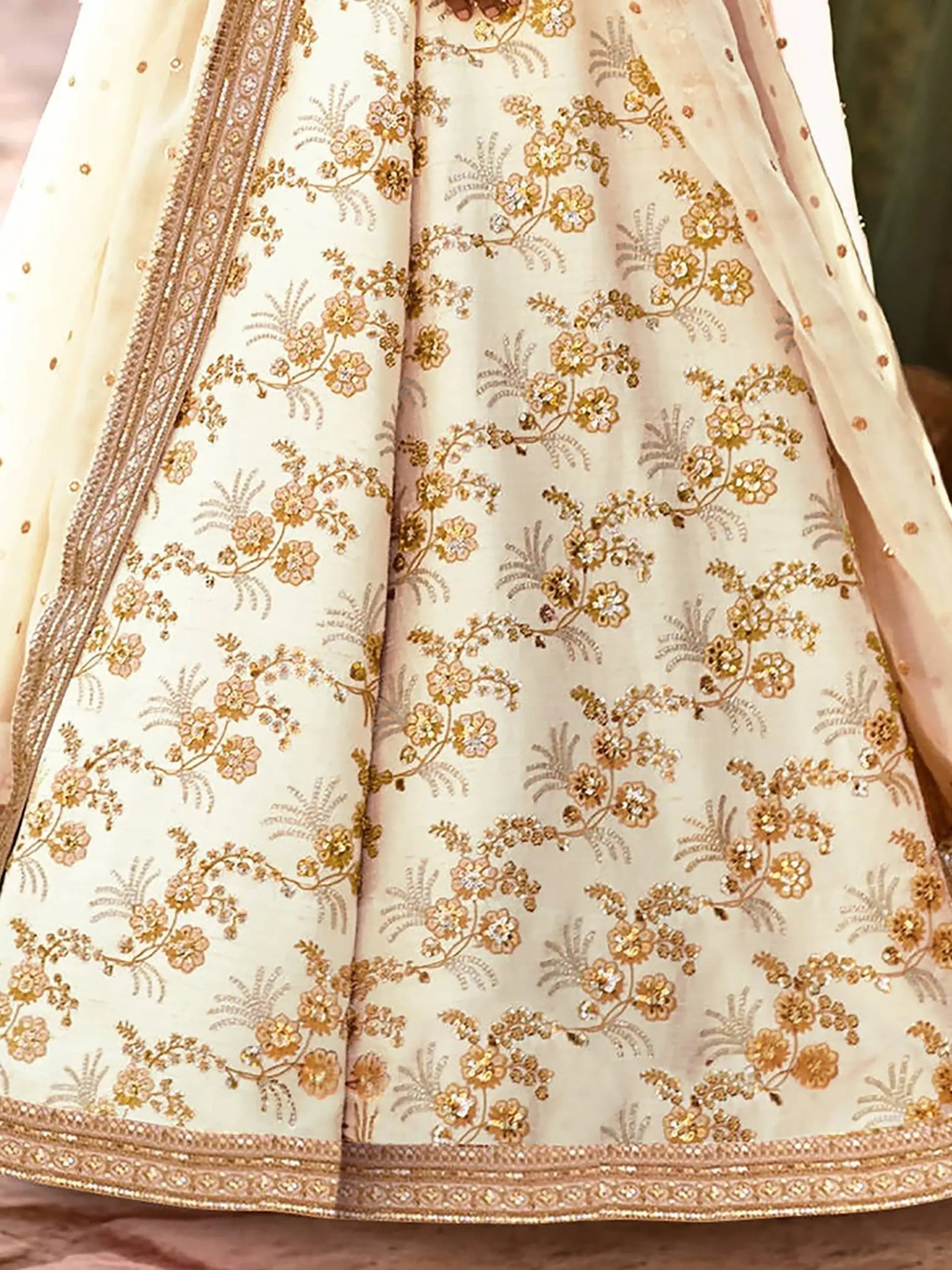 Hypnotic White Colored Wedding Wear Embroidered Satin Lehenga Choli - Zeel Clothing