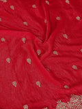 Beautiful Red Sequins Chiffon Wedding Wear Saree With Blouse