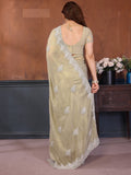 Excelled Ivory Embroidered Georgette Festive Wear Saree With Blouse