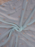 Enchanting Sky Blue Embroidered Georgette Traditional Saree With Blouse