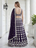 Pleasant Purple Sequin Georgette Wedding Wear Lehenga With Blouse