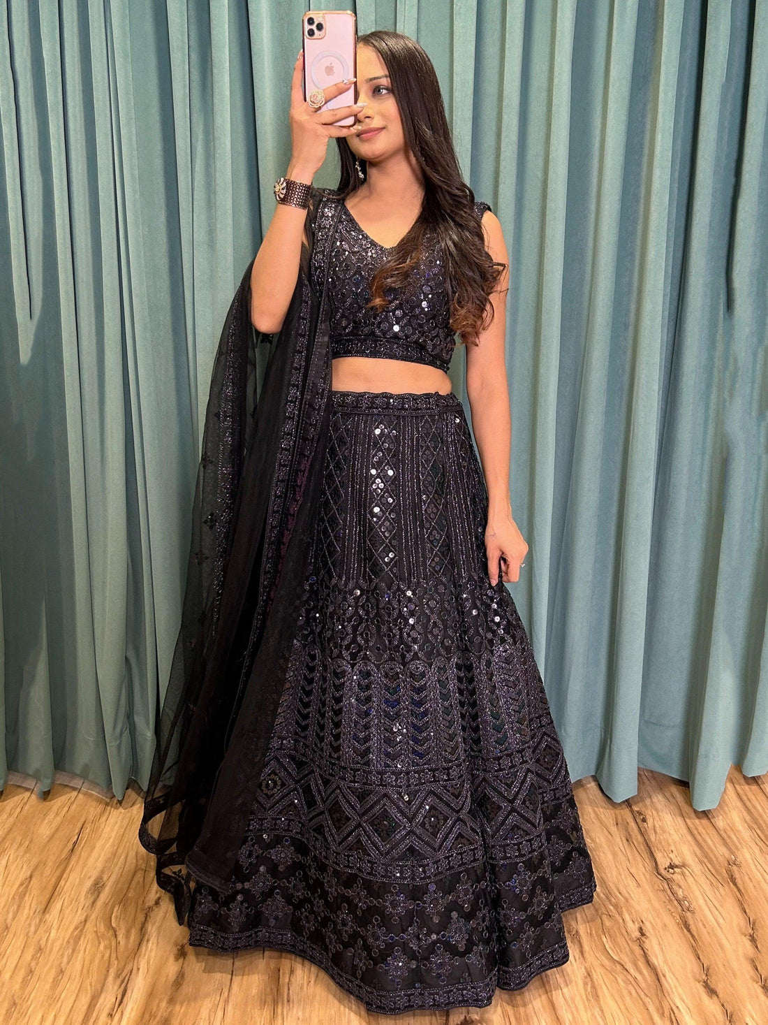 Superb Black Sequins Net Designer Lehenga Choli With Dupatta