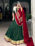 Imposing Green Thread Embroidered Chiffon Navratri Special Lehenga Choli - Zeel Clothing