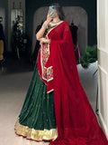 Imposing Green Thread Embroidered Chiffon Navratri Special Lehenga Choli - Zeel Clothing