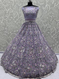 Imposing Lavender Sequins Work Net Wedding Wear Lehenga With Dupatta