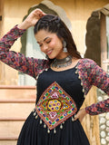 Impressive Black Gamthi Work Rayon Navratri Wear Gown - Zeel Clothing
