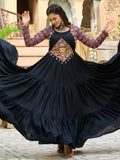 Impressive Black Gamthi Work Rayon Navratri Wear Gown - Zeel Clothing