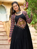 Impressive Black Gamthi Work Rayon Navratri Wear Gown - Zeel Clothing