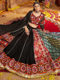 Impressive Black Thread Embroidered Rayon Navratri Special Lehenga With Blouse - Zeel Clothing