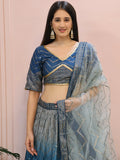 Impressive Blue Sequins Chinon Party Wear Lehenga Choli With Dupatta - Zeel Clothing
