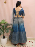 Impressive Blue Sequins Chinon Party Wear Lehenga Choli With Dupatta - Zeel Clothing
