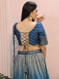 Impressive Blue Sequins Chinon Party Wear Lehenga Choli With Dupatta - Zeel Clothing