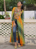 Impressive Green Bandhani Print Georgette Navratri Special Front Slit Kurti - Zeel Clothing