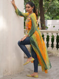Impressive Green Bandhani Print Georgette Navratri Special Front Slit Kurti - Zeel Clothing