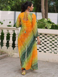 Impressive Green Bandhani Print Georgette Navratri Special Front Slit Kurti - Zeel Clothing