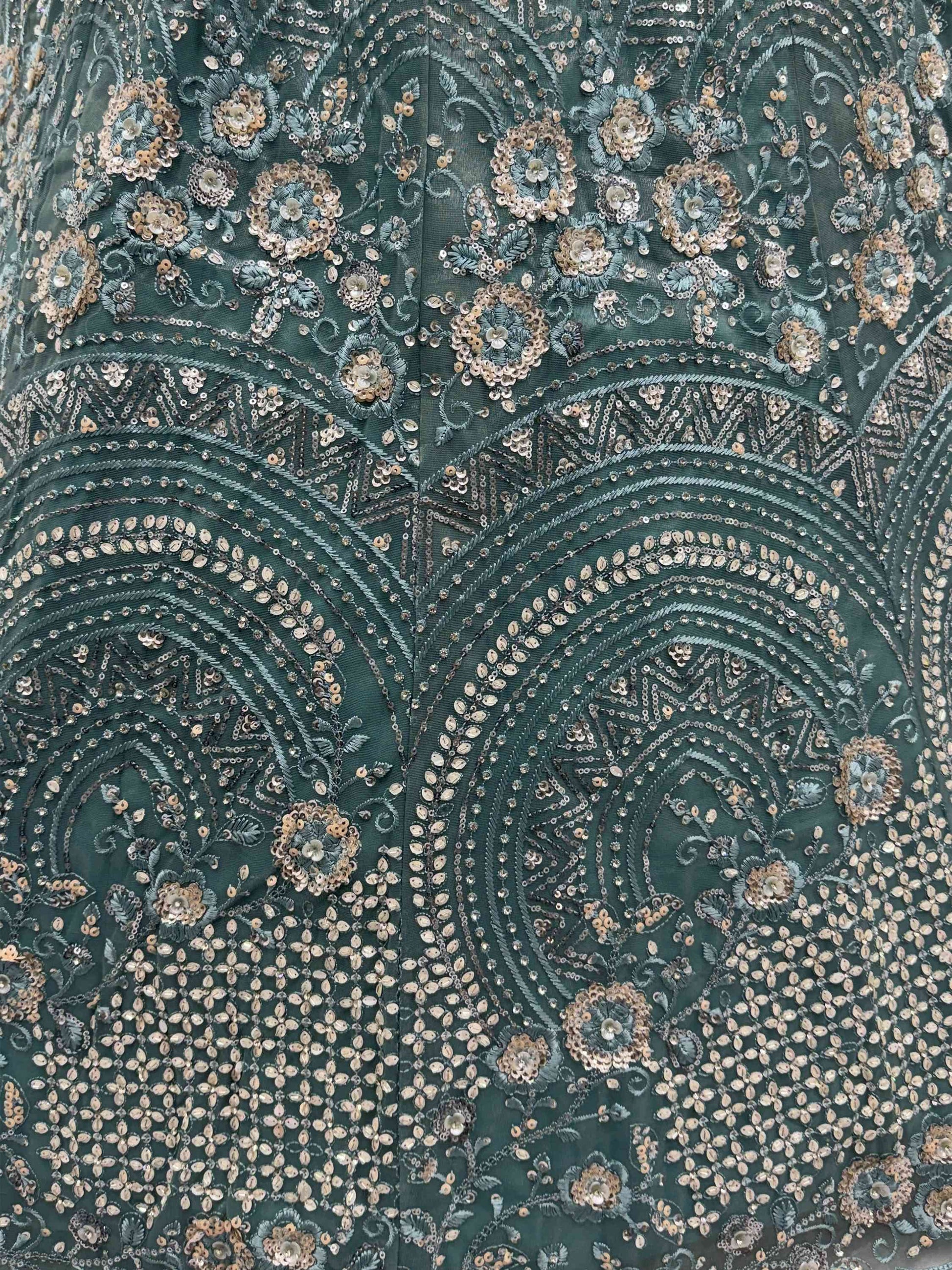 Impressive Green Sequin Work Net Reception Wear Lehenga With Dupatta