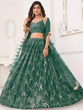 Impressive Green Sequins Net Traditional Lehenga Choli With Dupatta - Zeel Clothing