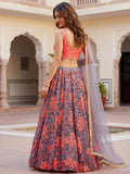 Impressive Grey Floral Embroidered Net Event Wear Lehenga Choli With Dupatta