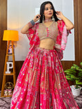 Impressive Hot Pink Digital Printed Chinon Lehenga Choli With Dupatta