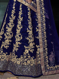 Impressive Navy Blue Colored Designer Partywear Raw Silk Lehenga Choli - Zeel Clothing