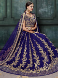 Impressive Navy Blue Colored Designer Partywear Raw Silk Lehenga Choli - Zeel Clothing