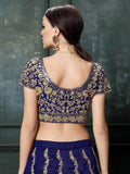 Impressive Navy Blue Colored Designer Partywear Raw Silk Lehenga Choli - Zeel Clothing