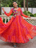 Impressive Pink Bandhej Print Georgette Navratri Special Gown - Zeel Clothing