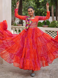 Impressive Pink Bandhej Print Georgette Navratri Special Gown - Zeel Clothing