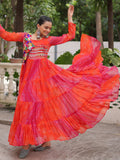 Impressive Pink Bandhej Print Georgette Navratri Special Gown - Zeel Clothing