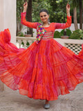 Impressive Pink Bandhej Print Georgette Navratri Special Gown - Zeel Clothing