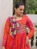 Impressive Pink Bandhej Print Georgette Navratri Special Gown - Zeel Clothing