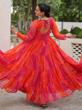 Impressive Pink Bandhej Print Georgette Navratri Special Gown - Zeel Clothing