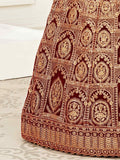 Impressive Red Embroidered Work Velvet Bridal Wear Lehenga Choli - Zeel Clothing
