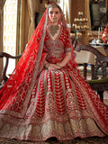 Impressive Red Heavy Embroidered Silk Bridal Lehenga Choli With Double Dupatta