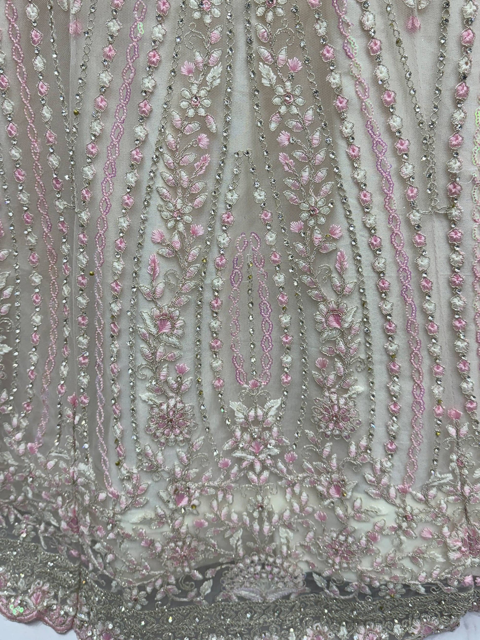 Impressive White Dori Embroidery Net Reception Wear Lehenga Choli