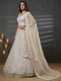 Impressive White Dori Embroidery Net Reception Wear Lehenga Choli