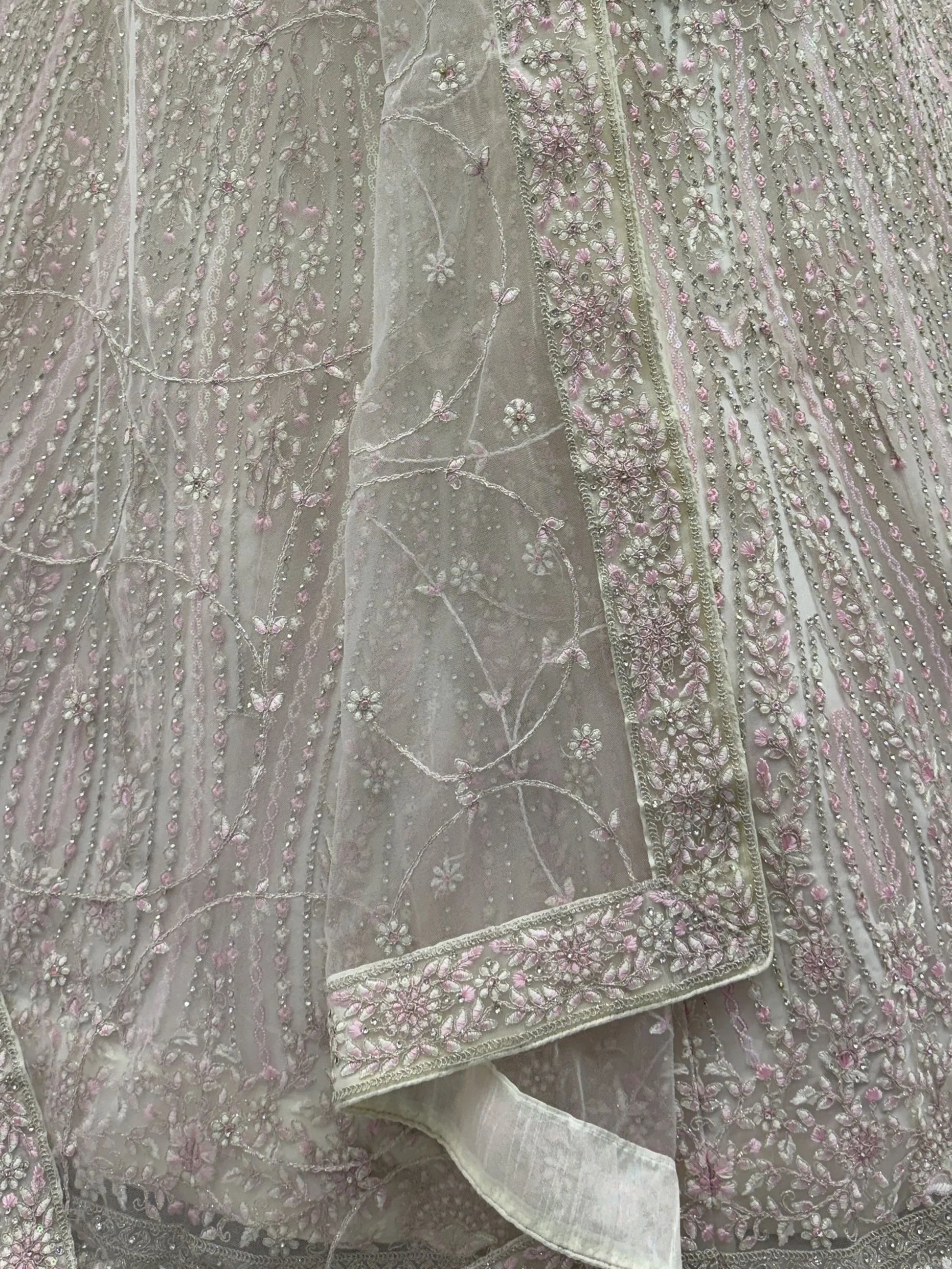 Impressive White Dori Embroidery Net Reception Wear Lehenga Choli