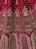 Incomparable Pink Diamond Work Velvet Bridal Lehenga Choli With Dupatta - Zeel Clothing
