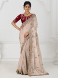 Incredible Beige Thread Work Silk Engagement Wear Saree With Blouse - Zeel Clothing