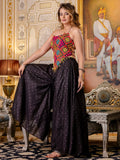Incredible Black Embroidered Silk Navratri Wear Co-Ord Set - Zeel Clothing