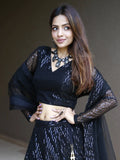 Incredible Black Sequins Net Reception Wear Lehenga Choli With Dupatta - Zeel Clothing