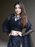 Incredible Black Sequins Net Reception Wear Lehenga Choli With Dupatta - Zeel Clothing