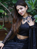 Incredible Black Sequins Net Reception Wear Lehenga Choli With Dupatta - Zeel Clothing
