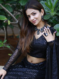 Incredible Black Sequins Net Reception Wear Lehenga Choli With Dupatta - Zeel Clothing