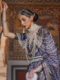 Incredible Blue Digital Print Silk Wedding Wear Saree With Blouse - Zeel Clothing