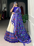 Incredible Blue Patola Printed Tussar Silk Lehenga Choli With Dupatta - Zeel Clothing