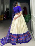 Incredible Blue Patola Printed Tussar Silk Lehenga Choli With Dupatta - Zeel Clothing