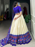 Incredible Blue Patola Printed Tussar Silk Lehenga Choli With Dupatta - Zeel Clothing