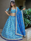 Incredible Blue Sequins Work Art Silk Sangeet Wear Lehenga Choli - Zeel Clothing