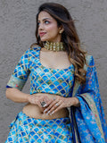 Incredible Blue Sequins Work Art Silk Sangeet Wear Lehenga Choli - Zeel Clothing